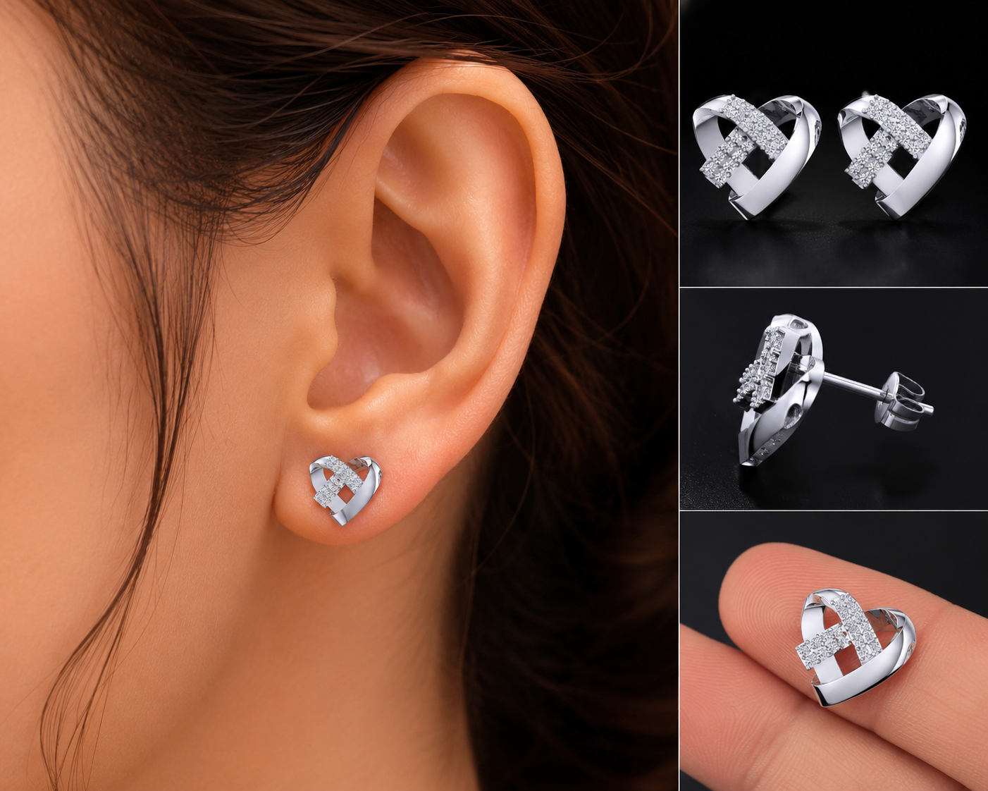 Heart-Shaped Diamond Earrings