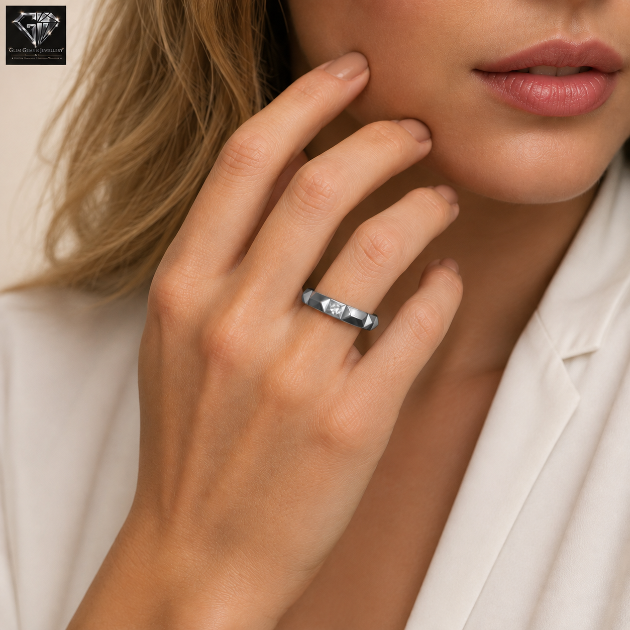 Geometric Diamond Ring