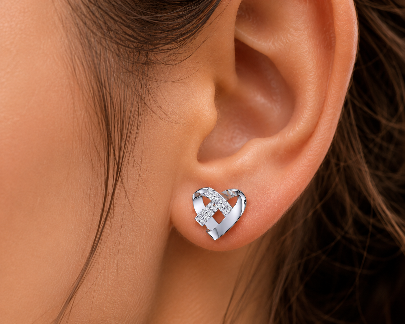 Heart-Shaped Diamond Earrings