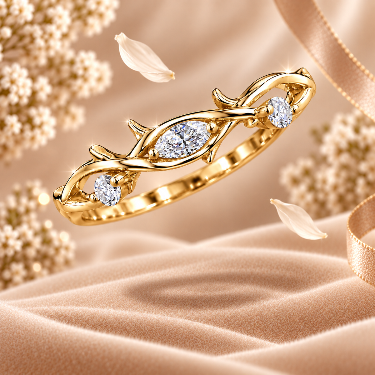 Marquise Diamond Twist Ring