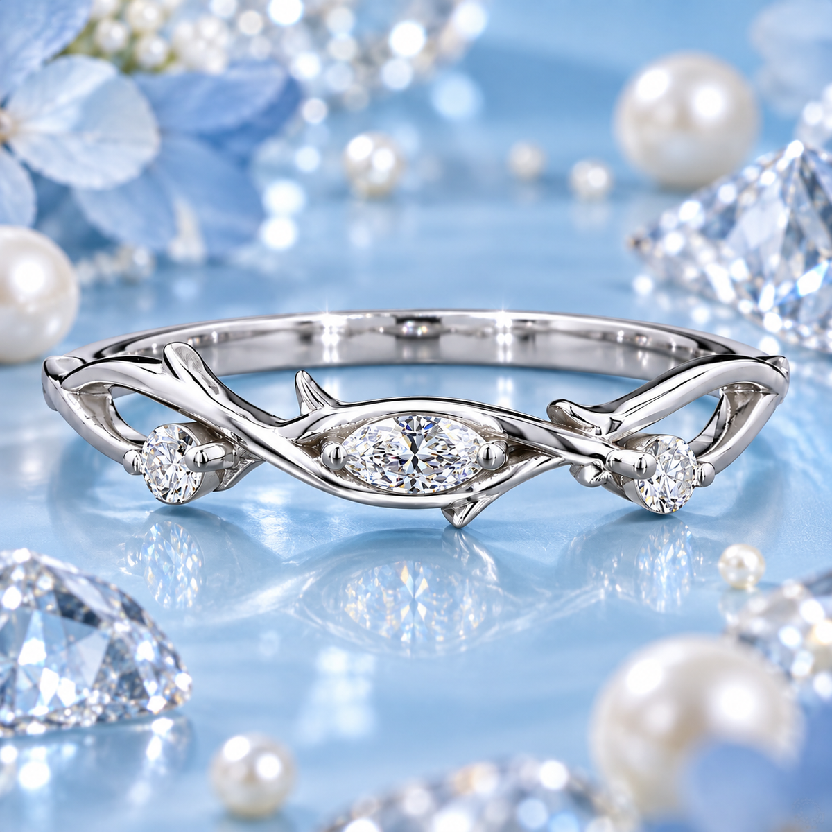 Marquise Diamond Twist Ring