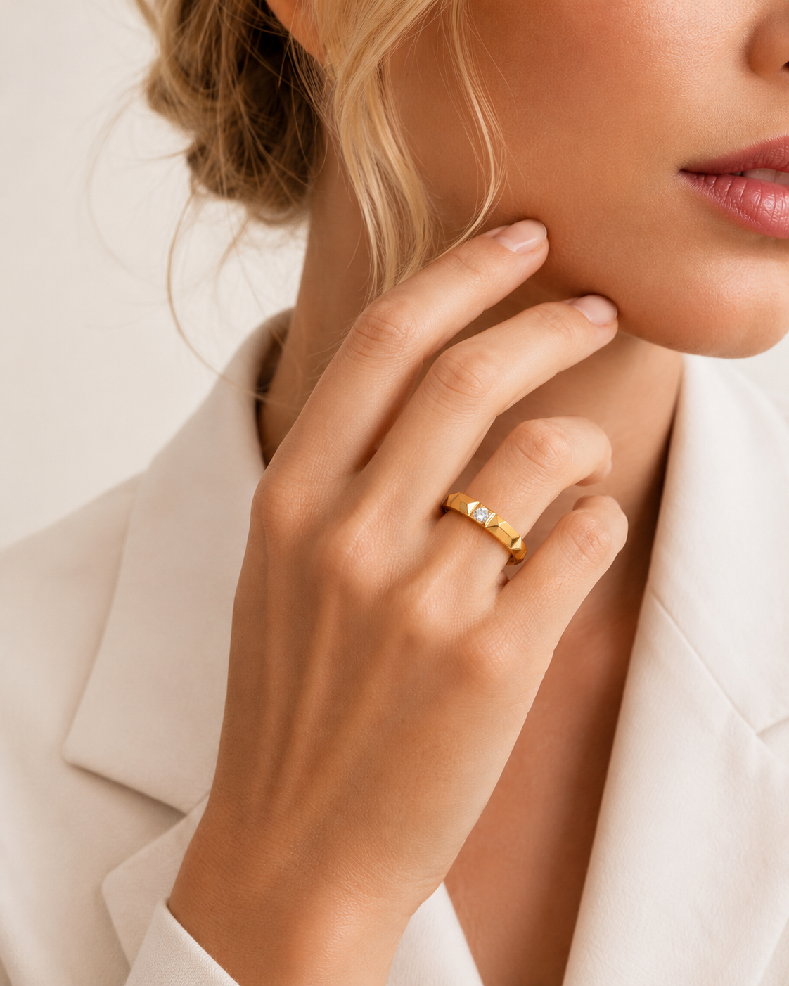 Geometric Diamond Ring