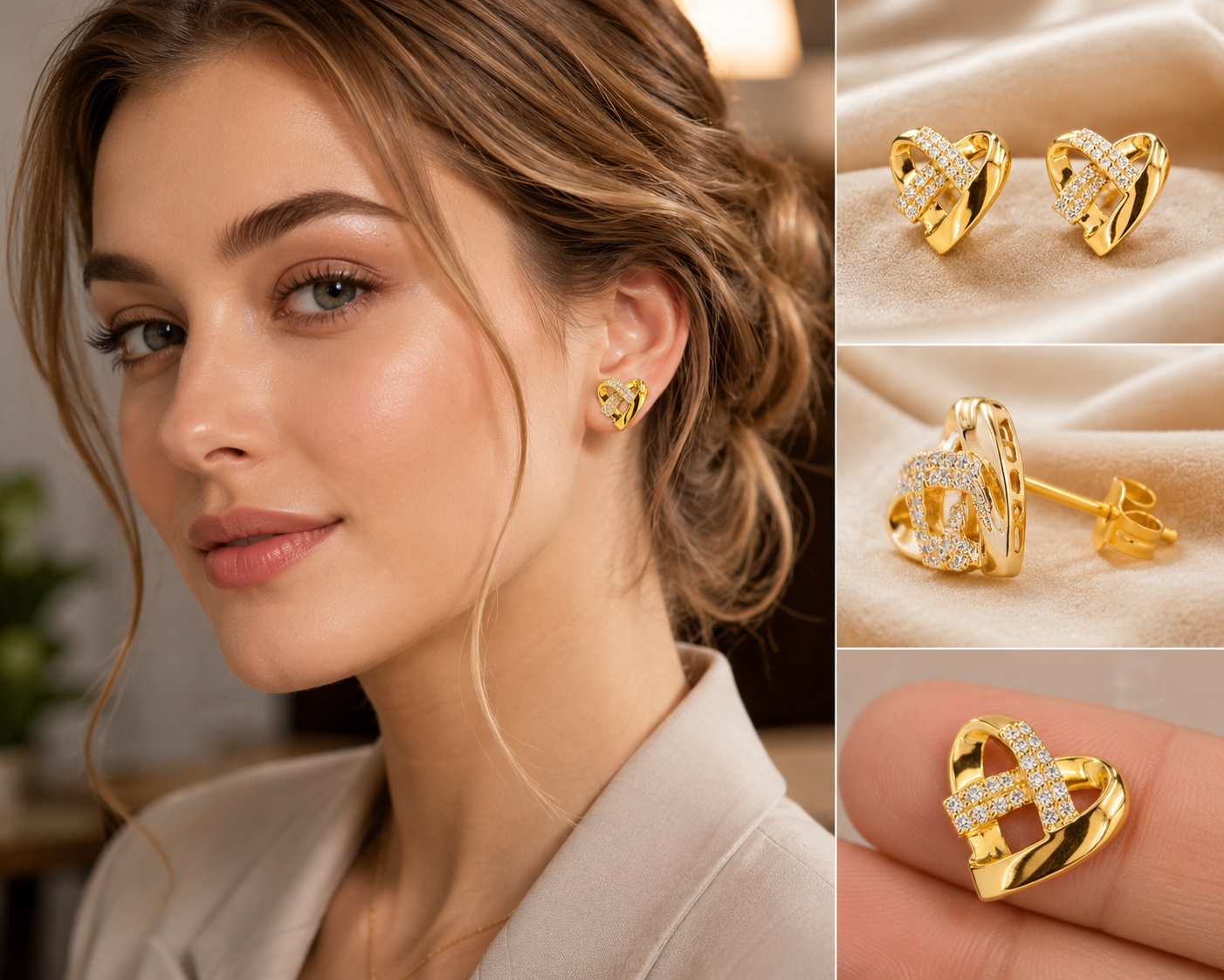 Heart-Shaped Diamond Earrings