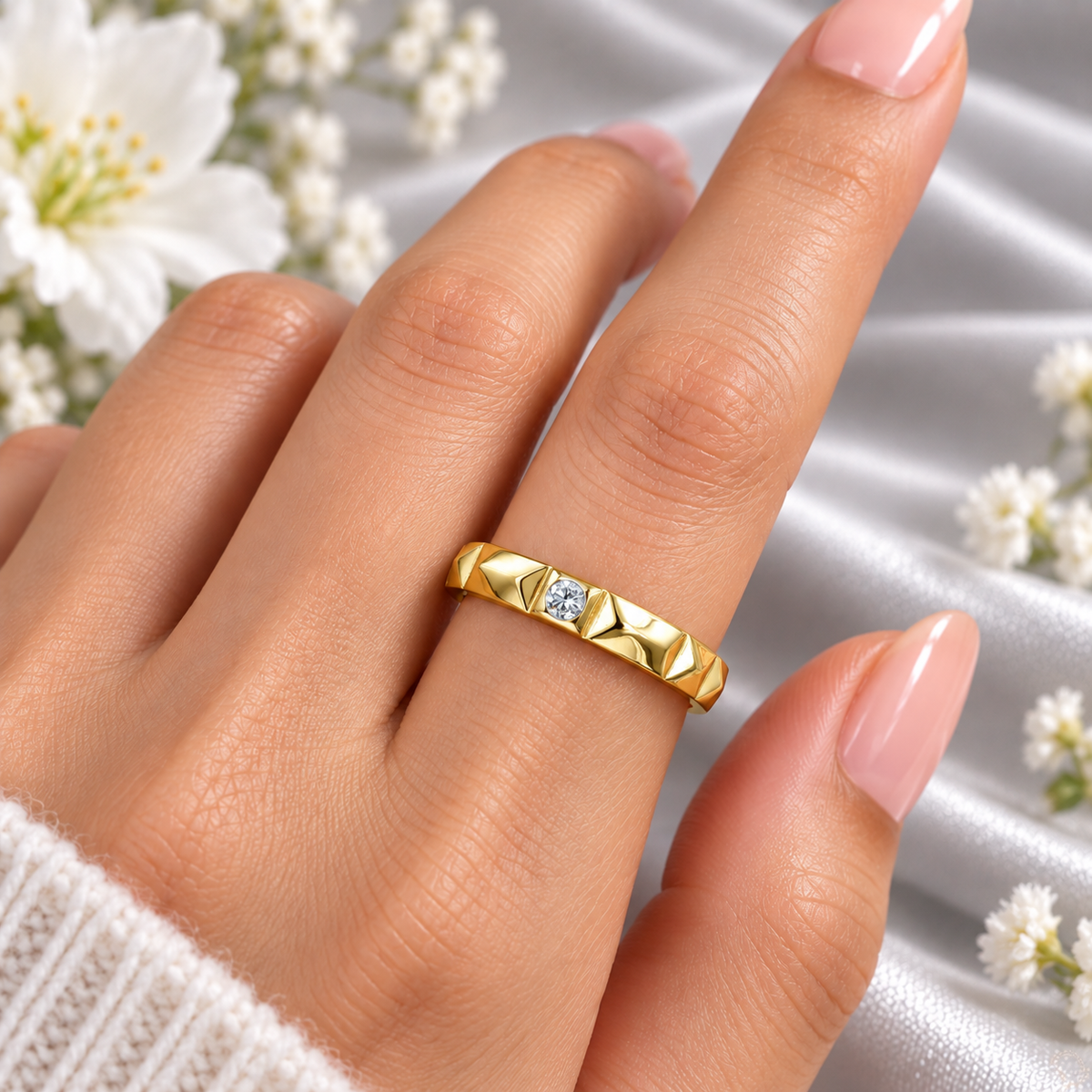 Geometric Diamond Ring