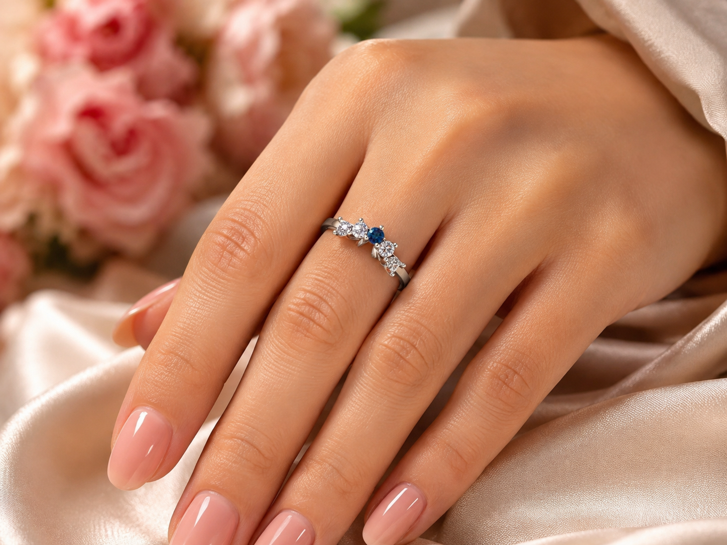 Blue Sapphire & Diamond Ring