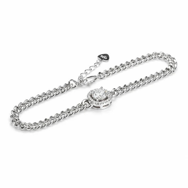 Antique Halo Cuban Link Moissanite  Bracelet